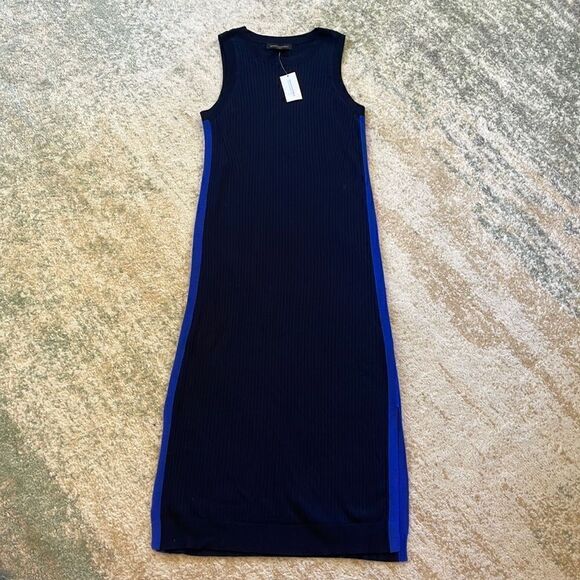 NWT Banana Republic Side-Stripe Knit Midi Dress Navy Blue S - Picture 4 of 5